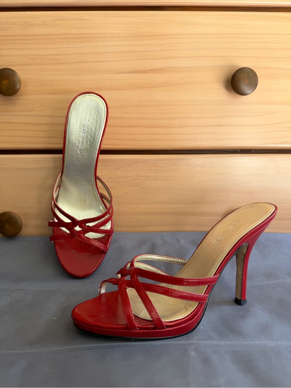 Kenneth Cole Red Patent Strappy High Heel Sandals